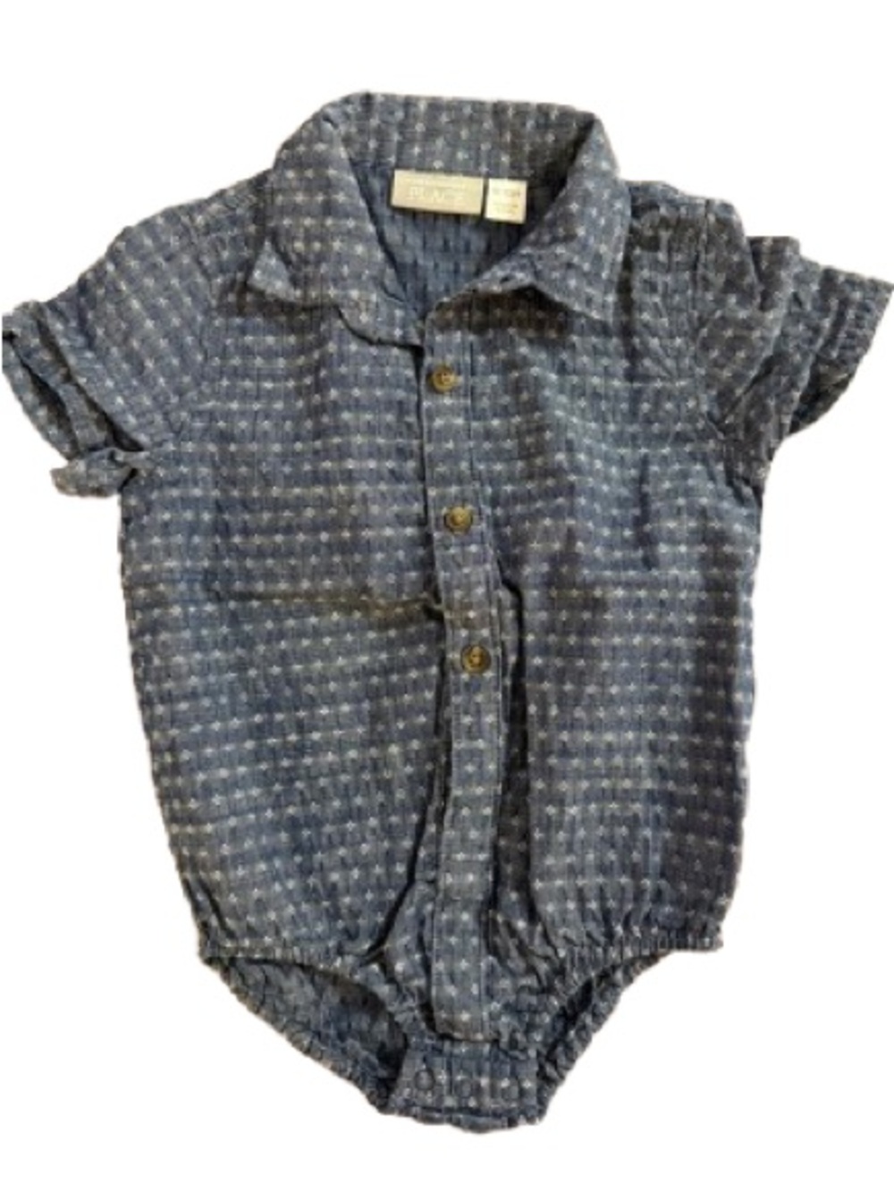 The Children's Place Blue Patterned Button-Up One-Piece Bodysuit 9-12 Month